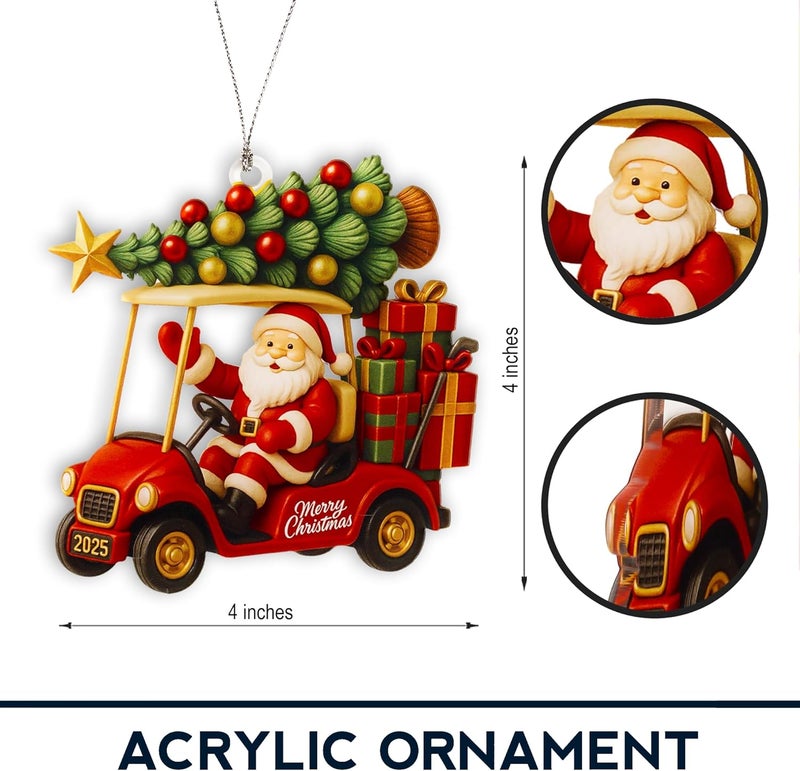 NELXI Golf Cart Ornament, Santa Ornaments for Christmas Tree 2025, Funny Golf Ornaments for Christmas Tree, Unique Holiday Decoration for Golf Lovers, Christmas Golf Decor, Gift Idea for Golfer - Image 4